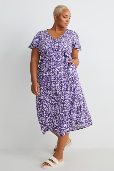 Dámské - Zavinovací šaty - se vzorem - fialová