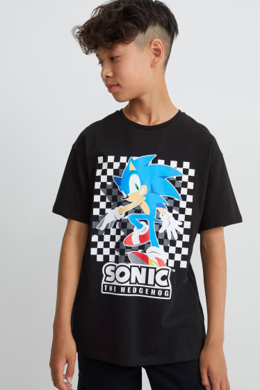 Enfants - Lot de 2 - Sonic - T-shirts - noir