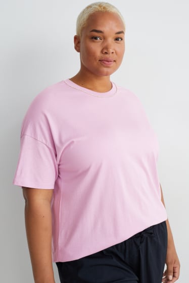Women - T-shirt with chain appliqué - light violet