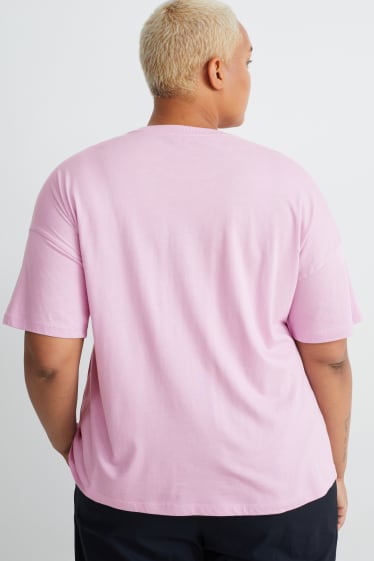 Damen - T-Shirt mit Ketten-Applikation - hellviolett