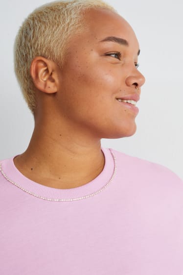 Femmes - T-shirt avec application de chaînes - violet clair