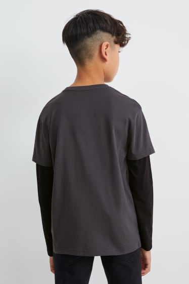 Nen - Samarreta de màniga llarga - estil 2 en 1 - gris fosc