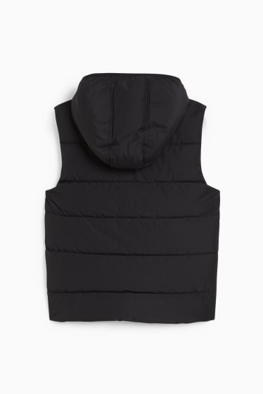 Kinderen: jongens - Gewatteerde bodywarmer met capuchon - zwart