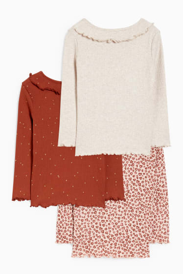 Enfants filles - Lot de 3 - hauts à manches longues - beige