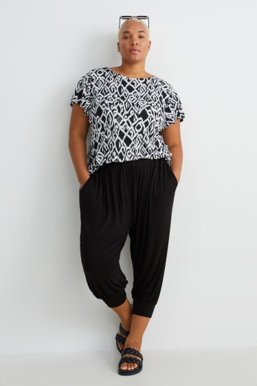 Dames - Jersey broek - mid waist - comfort fit - zwart