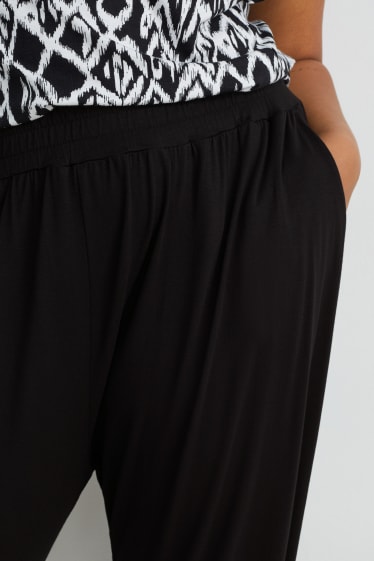 Dames - Jersey broek - mid waist - comfort fit - zwart