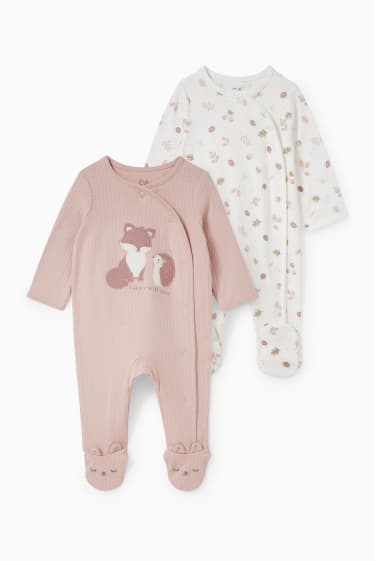 Baby: meisjes - Set van 2 - babypyjama - roze