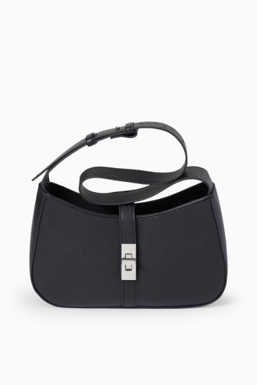 Damen - Schultertasche - Lederimitat - schwarz