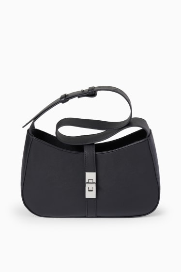 Donna - Borsa da portare a spalla - similpelle - nero