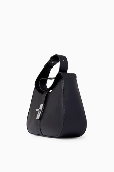 Donna - Borsa da portare a spalla - similpelle - nero