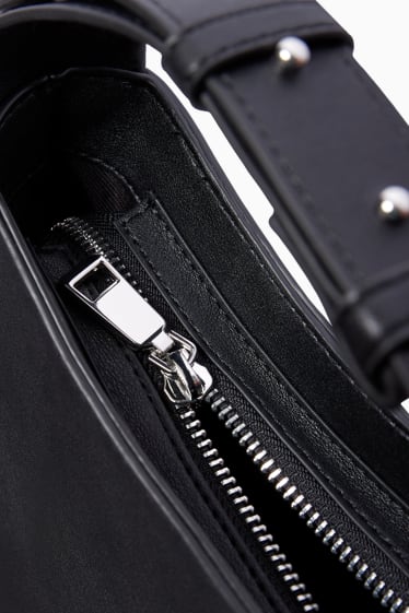 Damen - Schultertasche - Lederimitat - schwarz