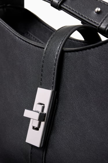 Damen - Schultertasche - Lederimitat - schwarz