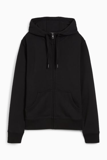 Damen - Basic-Sweatjacke mit Kapuze - schwarz