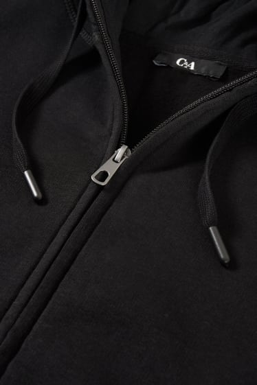 Damen - Basic-Sweatjacke mit Kapuze - schwarz
