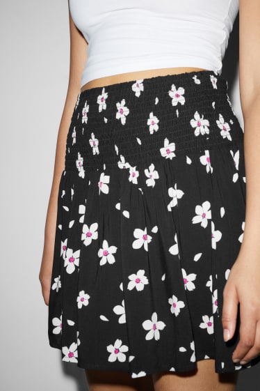 Kobiety - CLOCKHOUSE - spódnica mini - w kwiaty - czarny
