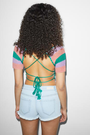 Damen - Crop Strick-Top - grün