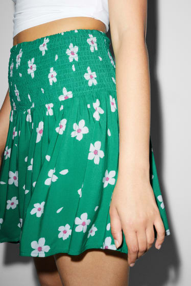 Kobiety - CLOCKHOUSE - spódnica mini - w kwiaty - zielony