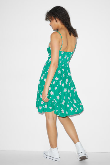 Mujer - CLOCKHOUSE- vestido fit & flare - de flores - verde