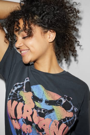 Femmes - CLOCKHOUSE - Oversized-T-Shirt - Nirvana - gris foncé
