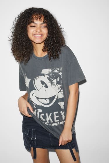 Teens & young adults - CLOCKHOUSE - oversized T-shirt - Mickey Mouse - dark gray