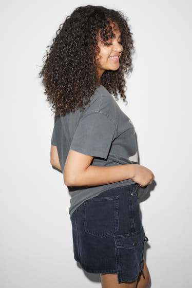 Women - CLOCKHOUSE - oversized T-shirt - Mickey Mouse - dark gray