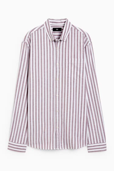 Herren - Oxford Hemd - Regular Fit - Button-down - gestreift - cremeweiß