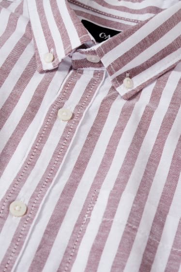 Herren - Oxford Hemd - Regular Fit - Button-down - gestreift - cremeweiß