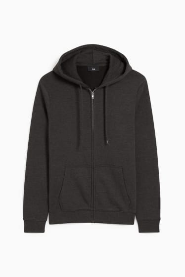 Hommes - Sweat zippé à capuche - gris anthracite