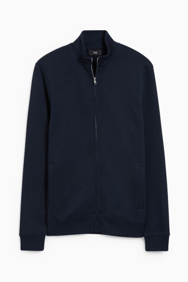 Hommes - Sweat zippé - bleu foncé