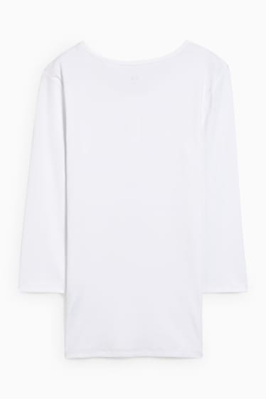 Kobiety - Koszulka basic z długim rękawem - biały