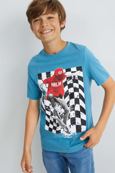 Kinderen: jongens - Set van 3 - T-shirt en 2 longsleeves - blauw