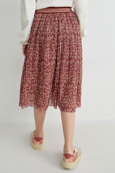 Children - Plissé skirt - floral - brown