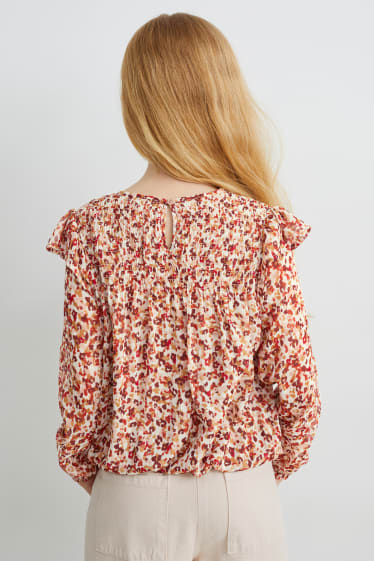 Kinderen: meisjes - Blouse - met patroon - licht beige