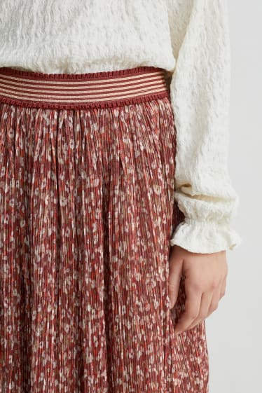 Children - Plissé skirt - floral - brown