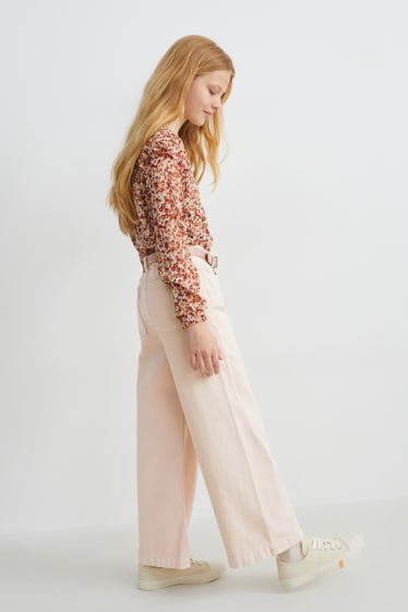Kinder Mädchen - Wide Leg Jeans mit Gürtel - rosa