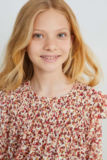 Kinderen: meisjes - Blouse - met patroon - licht beige