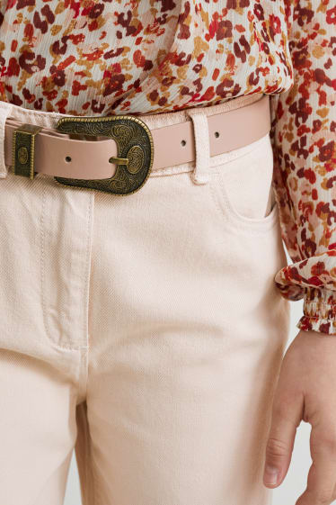Kinder Mädchen - Wide Leg Jeans mit Gürtel - rosa