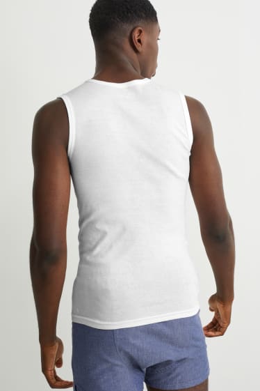 Hommes - Lot de 3 - maillot de corps - fines côtes - sans coutures - blanc