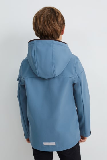 Niños - Chaqueta softshell con capucha - azul