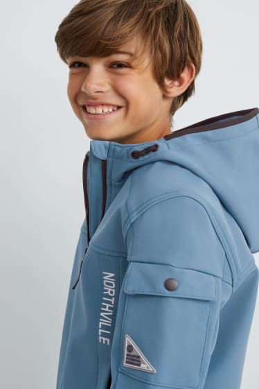 Enfants garçons - Veste softshell à capuche - bleu