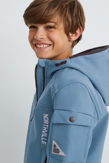 Bambini - Giacca soft shell con cappuccio - blu