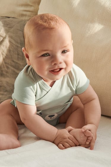 Baby: jongens - Set van 2 - wikkelrompertje - mintgroen