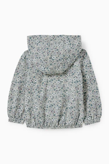 Baby Mädchen - Baby-Sweatjacke mit Kapuze - geblümt - grau