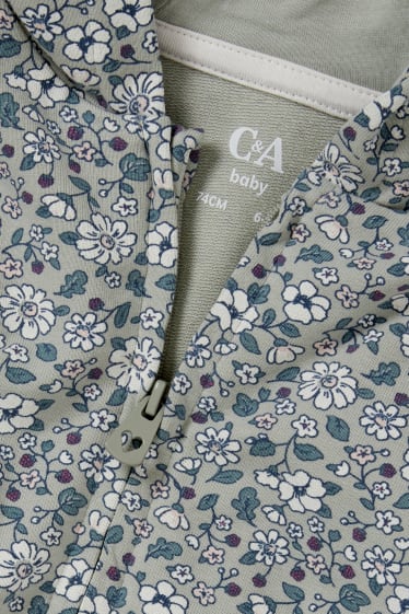 Baby Mädchen - Baby-Sweatjacke mit Kapuze - geblümt - grau