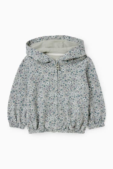 Baby Mädchen - Baby-Sweatjacke mit Kapuze - geblümt - grau