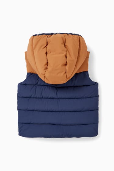 Babies - Baby quilted gilet with hood - brown / blue