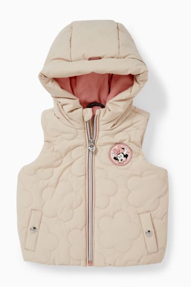 Baby Mädchen - Minnie Maus - Baby-Steppweste mit Kapuze - beige