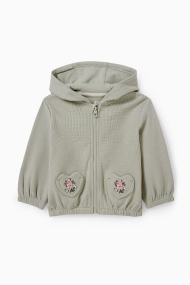 Bébés filles - Sweat zippé à capuche pour bébé - vert menthe