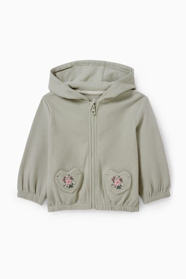 Bebés - Sudadera con cremallera y capucha para bebé - verde menta