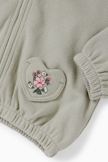 Niemowlęta - Rozpinana bluza niemowlęca z kapturem - miętowa zieleń